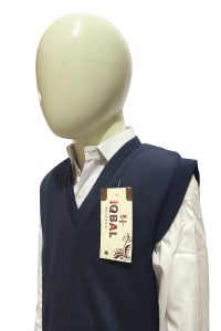 Blue sleeveless sweater for boys and girls, soft wool fabric, comfortable and stylish winter wear suitable for school or casual use.